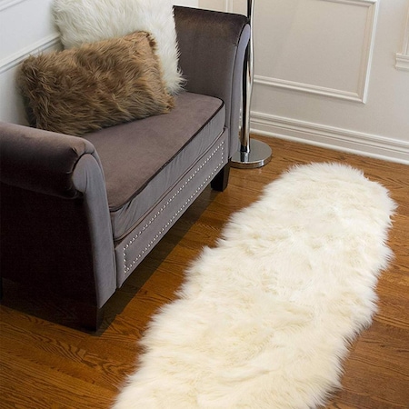 Homeroots 2 x 6 in. Double Sheepskin Rug - Off White 317186